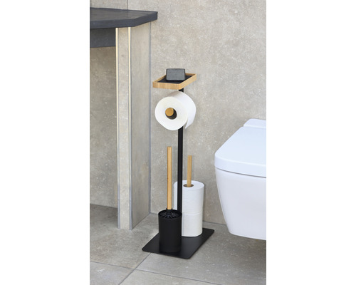 Toaleta s držiakom toaletného papiera, kefou a miskou na mydlo