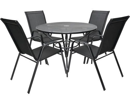 Záhradný stôl so štyrmi stoličkami pre vonkajšie použitie