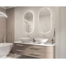 Oválne LED zrkadlo do kúpeľne s osvetlením OVAL LINE BACKLIGHT 100 x 50 cm v bielom ráme