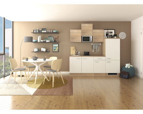 Kuchynský blok so spotrebičmi Flex Well Samoa 210 cm farba čela biela sonoma dub matná farba korpusu sonoma dub Kuchynský blok so spotrebičmi Flex Well Samoa 210 cm farba čela biela sonoma dub matná farba korpusu sonoma dub