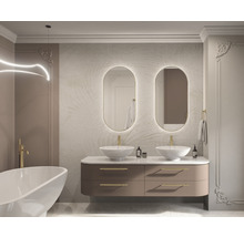 Oválne LED zrkadlo do kúpeľne s osvetlením OVAL LINE BACKLIGHT 100 x 50 cm v zlatom ráme