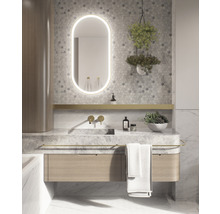 Oválne LED zrkadlo do kúpeľne s osvetlením OVAL LINE PREMIUM 100 x 50 cm v zlatom ráme