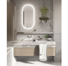 Oválne LED zrkadlo do kúpeľne s osvetlením OVAL LINE PREMIUM 100 x 50 cm v bielom ráme