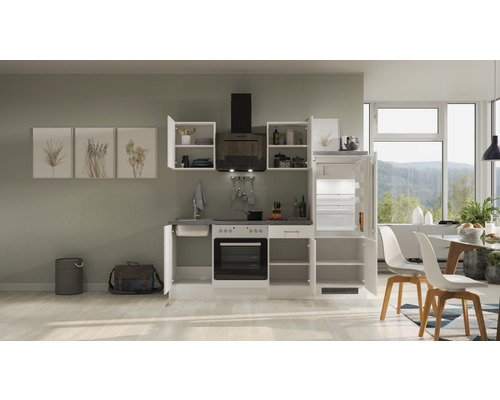 Kompletná kuchynská linka s elektrospotrebičmi, drezom, skrinkami a digestorom