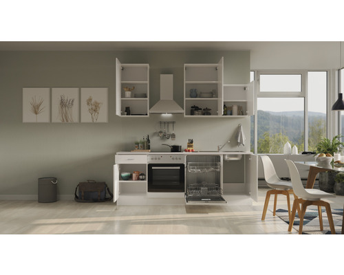 Svetlá kuchyňa so vstavanými skrinkami, drezom, umývačkou riadu a elektrickými spotrebičmi