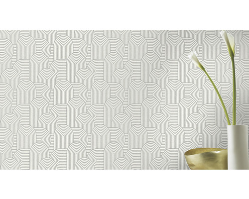 Tapeta s geometrickým vzorom a štylizovanými oblúkmi