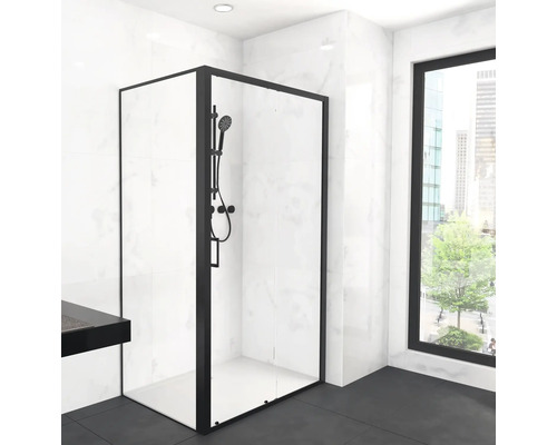 Sprchové dvere so sprchovou zástenou Aurlane 80 x 120 cm farba rámu čierna dekor skla číre sklo FAC840