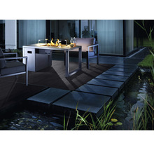 Terasa s ohniskom, posedením a jazierkom