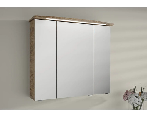 Zrkadlová skrinka s tromi dvierkami a osvetlením do kúpeľne