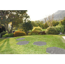 Šesťhranné nášľapné kamene z kameňa v záhradnom chodníku