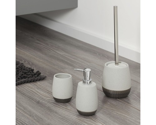 Kúpeľňová súprava s dávkovačom mydla, pohárom a WC kefou