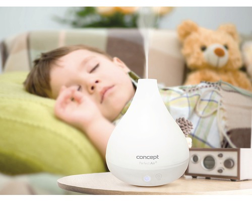 Zvlhčovač vzduchu Concept vedľa spiaceho dieťaťa