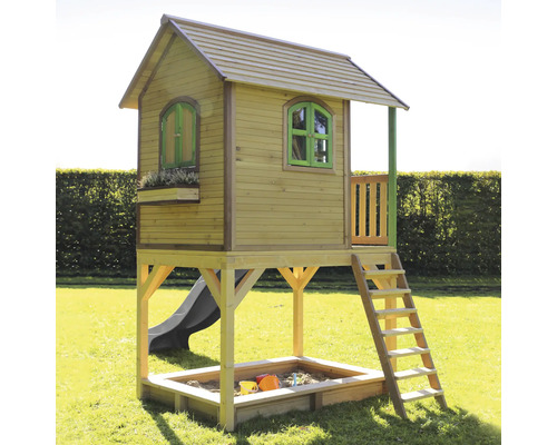 Hrací domček so šmýkačkou, rebríkom a pieskoviskom do záhrady