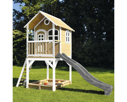 Detský domček so šmykľavkou a pieskoviskom do záhrady
