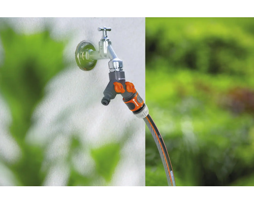 Vodovodný kohútik s rozdeľovačom a záhradnou hadicou