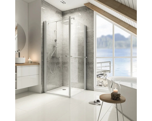 Sprchové dvere so sprchovou zástenou SCHULTE ExpressPlus Garant 80 cm farba rámu hliník dekor skla číre sklo EP802514-5 01 500 01 200