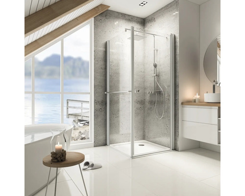Sprchové dvere so sprchovou zástenou SCHULTE ExpressPlus Garant 80 cm farba rámu hliník dekor skla číre sklo EP8025145-3 01 500 01 200