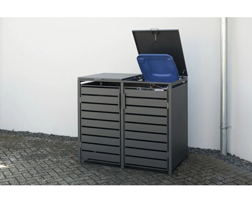 Box na smetné nádoby pre dve smetné nádoby s otvoreným vekom