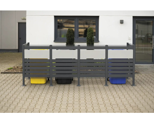 Kontajnerový box pre tri smetné nádoby pred domom