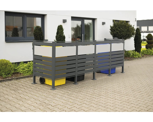 Hliníkový box na smetné nádoby s tromi smetnými nádobami