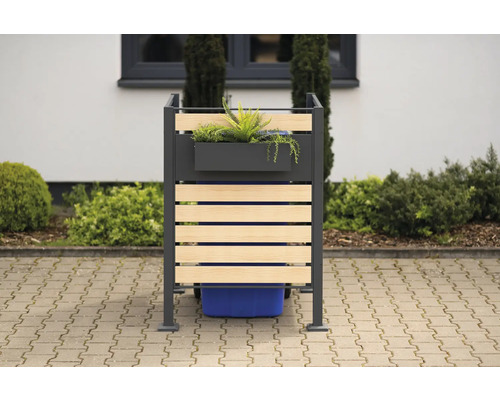 Kôš na odpadky s kvetináčom a dreveným obkladom