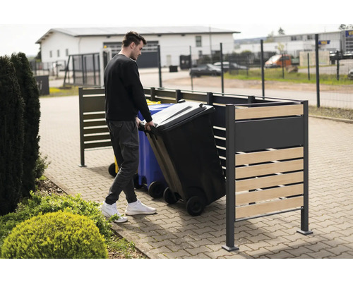 Box na odpadkové koše s osobou, ktorá do neho vkladá odpadkový kôš