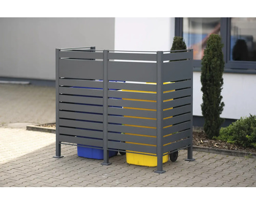 Hliníkový box na smetné nádoby s dvoma smetnými nádobami