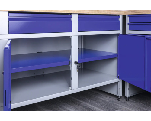 Skrinka pod ponk so zásuvkami a policami do dielne