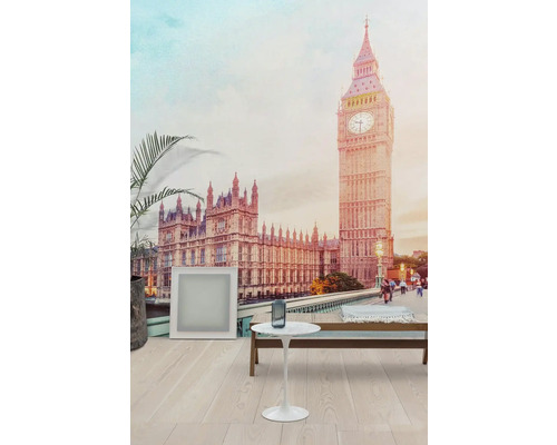 Obývacia izba s fototapetou zobrazujúcou Big Ben v Londýne