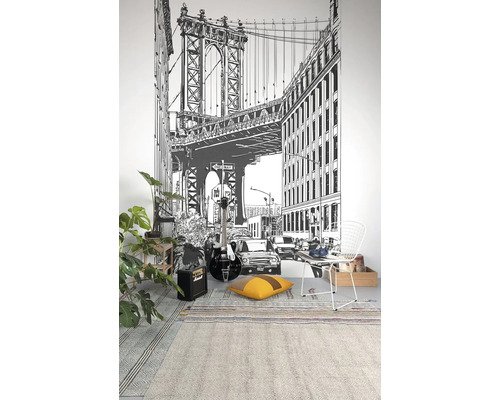 Izba s fototapetou New Yorkský most, gitara, zosilňovač, koberec a dekorácie