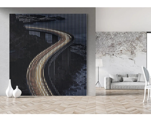 Dekoratívny nástenný obraz s abstraktným motívom ulice v obývacej izbe