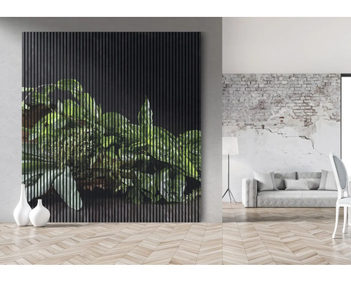 Stenový panel s motívom rastlín v modernom obývacom priestore