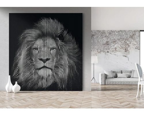 Dekoratívne plátno s motívom leva v obývacej izbe