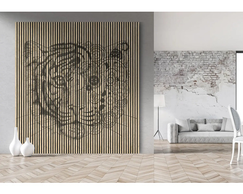 Dekoratívna doska s motívom zvieraťa v svetlej obývacej izbe