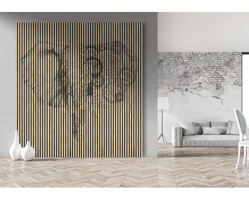 Dekoratívny nástenný panel s motívom slona vo svetlej miestnosti