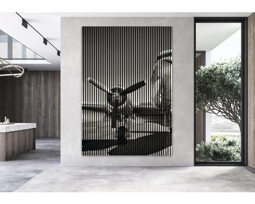 Nástenný panel s motívom lietadla v modernom obývacom priestore