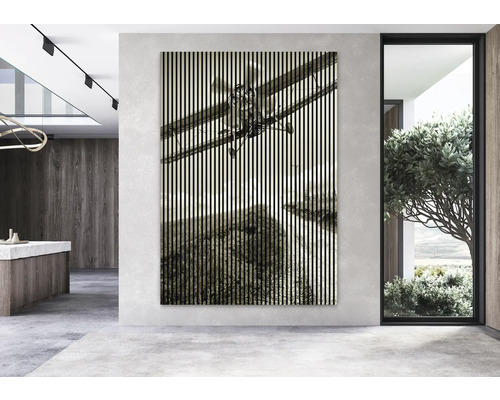 Dekoratívny nástenný panel s motívom lietadla v moderne zariadenom priestore