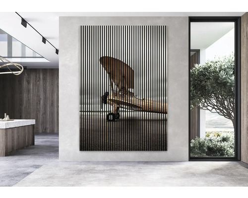 Dekoratívny nástenný obraz s motívom lietadla v modernom priestore