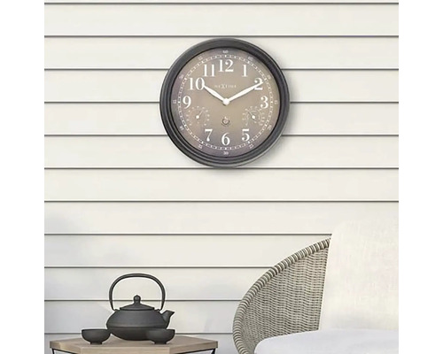 Analógové nástenné hodiny s teplomerom a vlhkomerom pre vonkajšie použitie