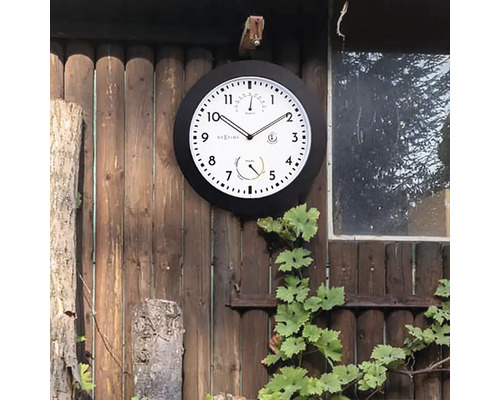 Nástenné hodiny Nextime s teplomerom a vlhkomerom na vonkajšie použitie