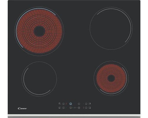 Sklokeramická varná doska so štyrmi varnými zónami, z ktorých dve sú vyhrievané