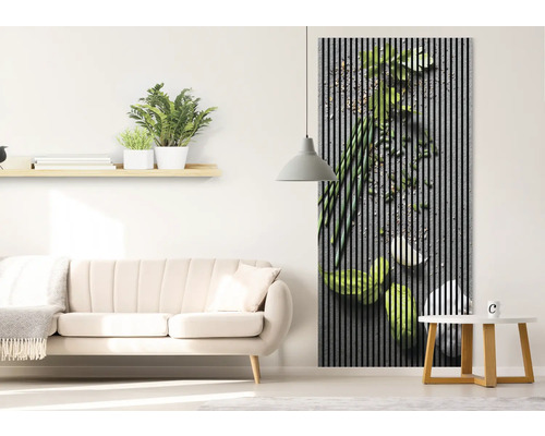 Dekoratívny nástenný panel s motívom zeleniny v obývacej izbe