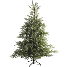 Umelý vianočný stromček so svetlami na čiernom stojane