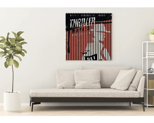 Dekoratívne plátno s grafickým motívom nad pohovkou