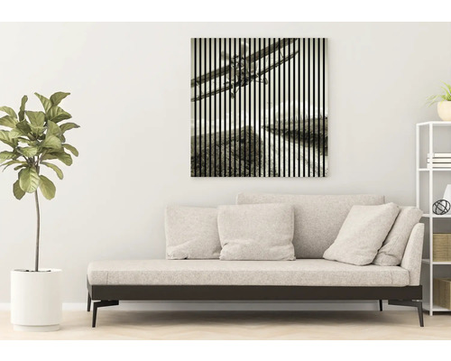 Dekoratívne plátno s motívom lietadla v obývacej izbe