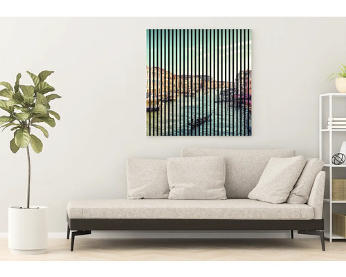 Dekoratívne plátno s motívom gondoly v obývacej izbe