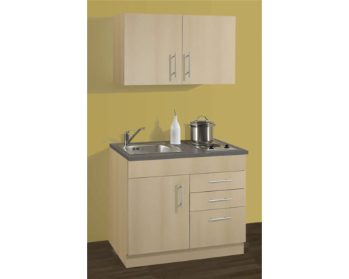 Kompaktná kuchynská linka s drezom, varnou doskou, spodnou skrinkou a závesnou skrinkou