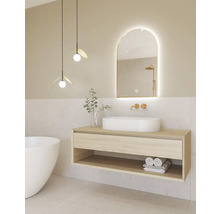 Zrkadlo do kúpeľne s osvetlením Portal LED so zlatým rámom 80x50 cm s vypínačom a podložkou proti zahmlievaniu