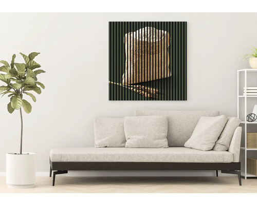 Nástenný obraz s vrecom a pšeničnými klasmi v obývacej izbe