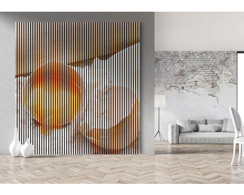 Dekoratívny nástenný panel s motívom vajec v interiéri